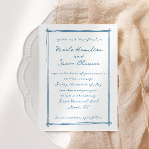 Convites Casamento de Desenho de Mão Branca com Moldura Des