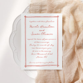 Convites Casamento de Desenho de Mão Branca com Moldura Des