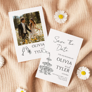 Convites Casamento de Desenho de Mão Elegante