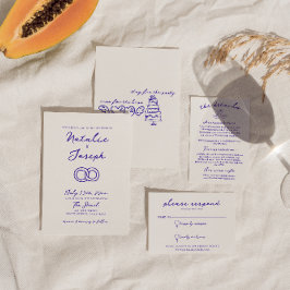 Convites Casamento de Desenho de Mão Moderna Única de Diver