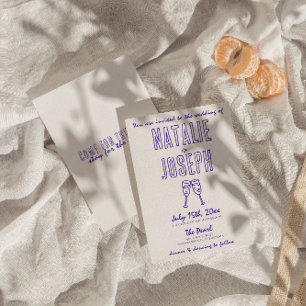 Convites Casamento de Desenho de Mão Moderna Única de Diver