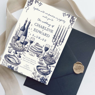 Convites Casamento de Desenho de Vintagem Desenho de Mão