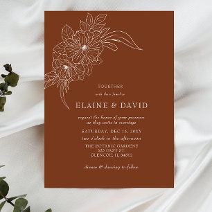 Convites Casamento de Desenho Floral Elegante Mínimo