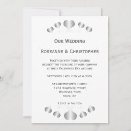 Convites Casamento de Design de Corações de Prata