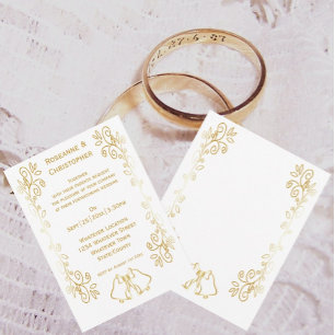 Convites Casamento de Design de Corda Dourada com Bells