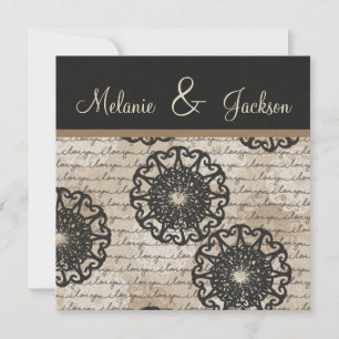 Convites Casamento de Design de Taupe Preto Moderno