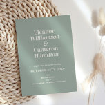 Convites Casamento de Design verde de Sage Clássico Minimal<br><div class="desc">Elegante e minimalista,  este moderno convite para o casamento apresenta uma design de tipografia simples e limpa em uma sensual tela verde.</div>