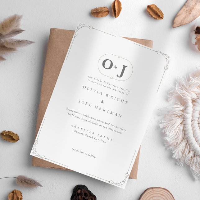 Convites Casamento de Deslocamento de Cinzas Minimalista El (Criador carregado)