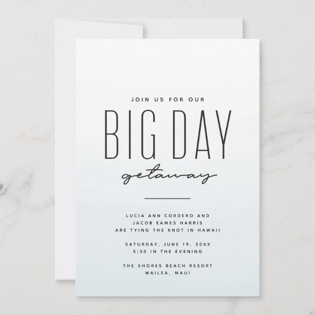 Convites Casamento de destino azul-aquarela simples diversã (Frente)