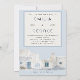 Convites Casamento de Destino Azul Grego | Elegante 