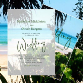 Convites Casamento de Destino Azul no Oceano de Praia Tropi