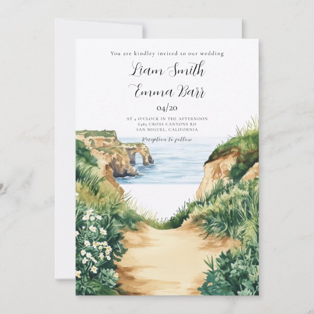 Convites Casamento de Destino Biarritz França (Frente)