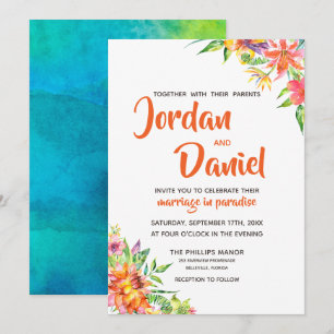 Convites Casamento de Destino Chic Floral dos Trópicos de A