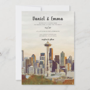 Convites Casamento de Destino com Aquarela da Silhueta de S