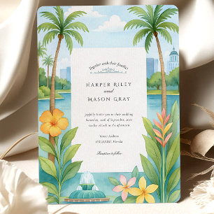 Convites Casamento de Destino com Aquarela em Orlando Flóri