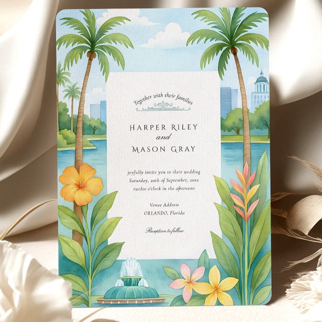 Convites Casamento de Destino com Aquarela em Orlando Flóri (Criador carregado)