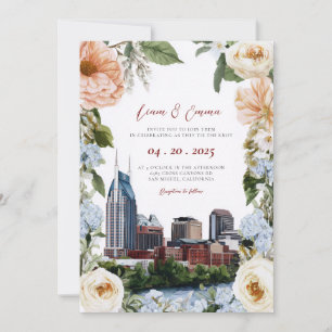 Convites Casamento de Destino com Aquarela no Nashville Sky