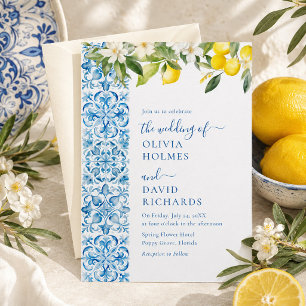 Convites Casamento de Destino com Azulejos Azuis de Limão I