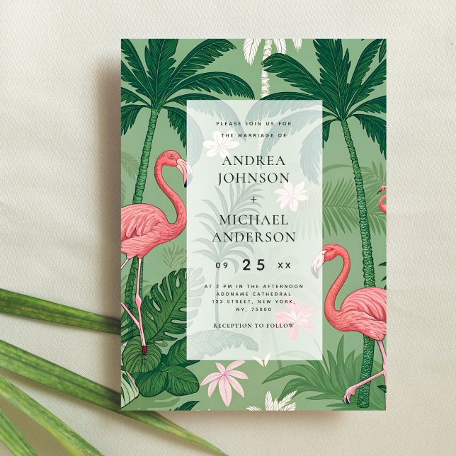 Convites Casamento de Destino com Palmeira Tropical Flaming (Criador carregado)