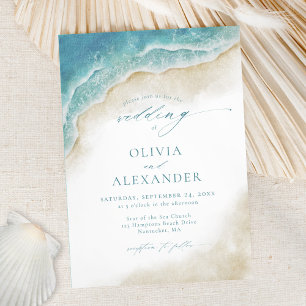Convites Casamento de Destino Costeiro de Aquarela