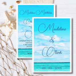 Convites Casamento de Destino Costeiro de Praia na praia