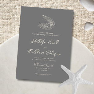 Convites Casamento de Destino da Praia da Shell de Cinzas N