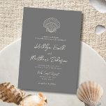 Convites Casamento de Destino da Praia da Shell de Cinzas N<br><div class="desc">Cartão de Convite para Casamento de Cinza Negra Moderna Shell Beach Ocean. Celebre o seu dia especial com esta elegante e bela carta de convite para casamento para embelezar a sua ocasião especial. Todos os textos estão pré-organizados para que você personalize fácil e rapidamente com seus próprios detalhes. Se você...</div>