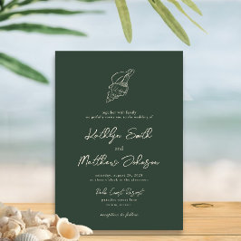 Convites Casamento de Destino da Praia do Moss Green Modern