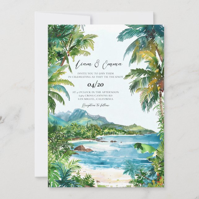 Convites Casamento de Destino das Seychelles (Frente)
