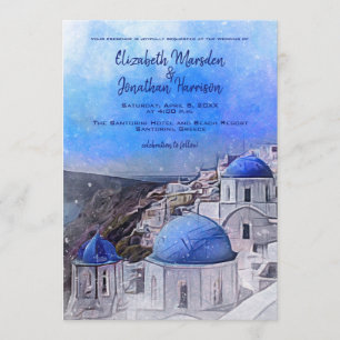Convites Casamento de Destino de Aquarela da Grécia Santori