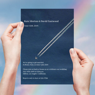 Convites Casamento de Destino de Avião Azul de Alta Altitu