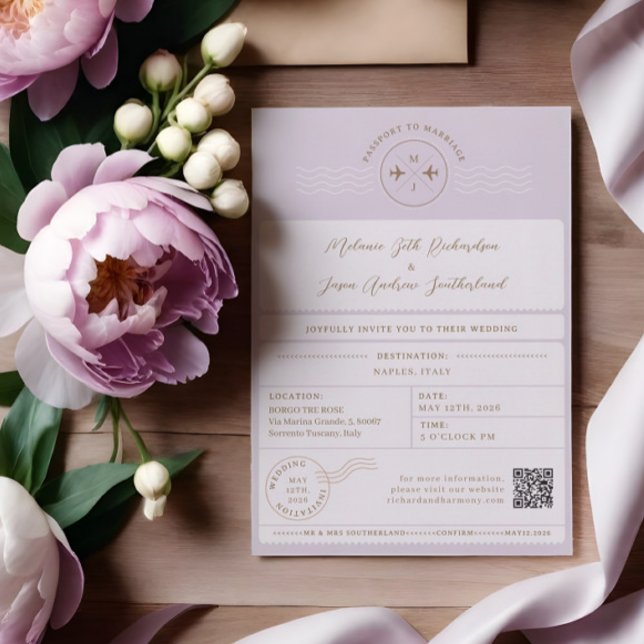 Convites Casamento de Destino de Bilhete de Embarque (Boarding Passport Ticket Destination Travel Theme Invitation)