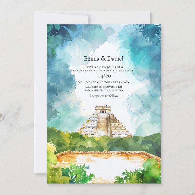Convites Casamento de Destino de Cancun México (Frente)