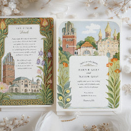 Convites Casamento de Destino de Darmstadt com Aquarela