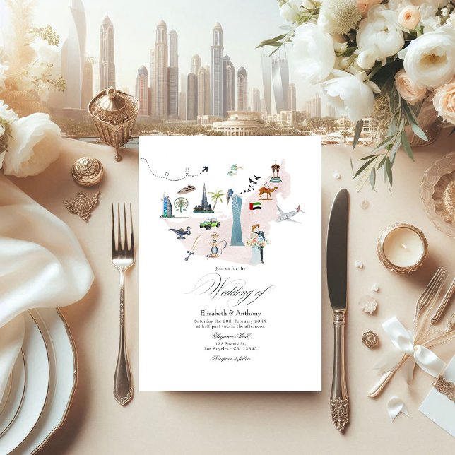Convites Casamento de Destino de Dubai EAU (Dubai UAE Destination Wedding Invitation)