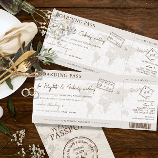 Convites Casamento de Destino de Embarque de Boho