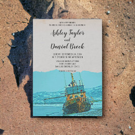 Convites Casamento de destino de marinho de barco à vela de