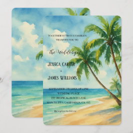 Convites Casamento de Destino de Palmeiras de Praia Tropica