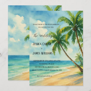 Convites Casamento de Destino de Palmeiras de Praia Tropica