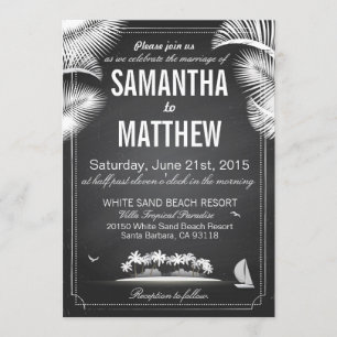 Convites Casamento de Destino de Praia de Chalkboard Island
