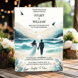Convites Casamento de Destino de Praia do Primavera Summer