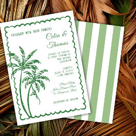 Convites Casamento de Destino de Praia Retrô Tropical Coste
