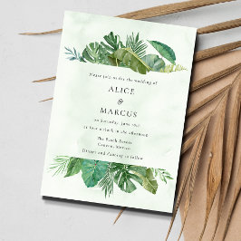 Convites Casamento de Destino de Praia Tropical Palm Leaf B