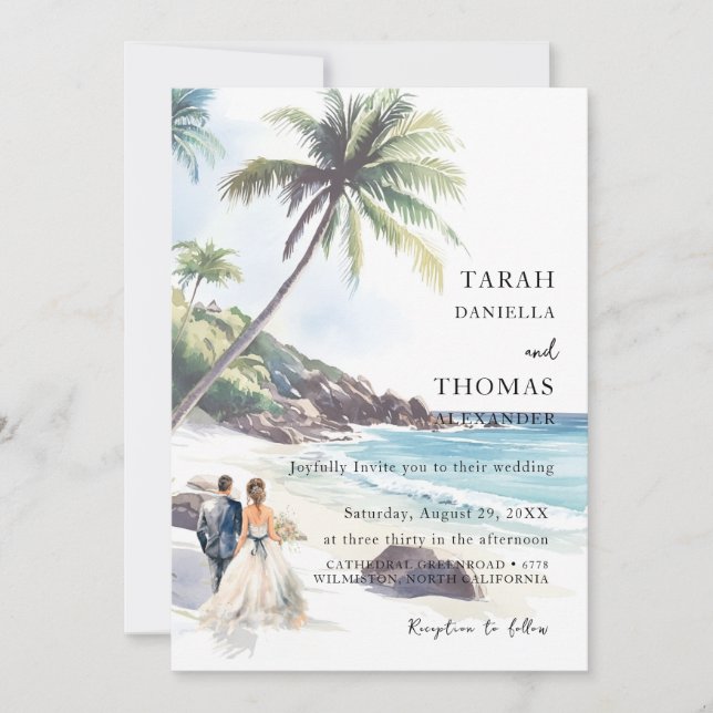 Convites Casamento de Destino de Verão Minimalista (Frente)