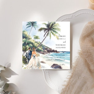 Convites Casamento de Destino de Verão Minimalista