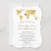 Casamento de Destino do Mapa do Mundo Dourado Eleg