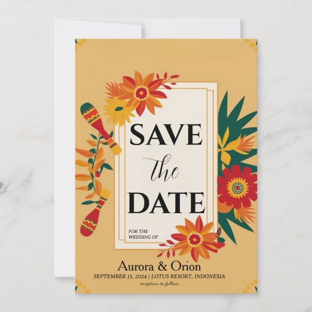 Convites casamento de destino do méxico, salvar as datas (Frente)