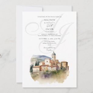 Convites Casamento de Destino do Monograma Italiano com Aqu