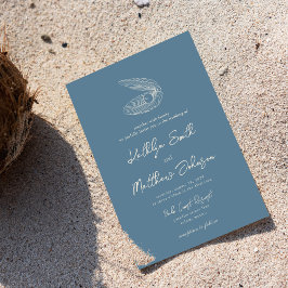 Convites Casamento de Destino do Oceano de Praia Dusty Blue