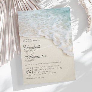 Convites Casamento de Destino do Oceano de Praia Elegante